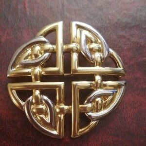 Gold and Silver Tone Large Celtic Brooch